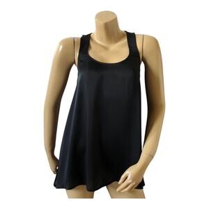 Express Black Lace Back Tank Womens XS Sharkbite Hem Sleeveless Top Lightweight